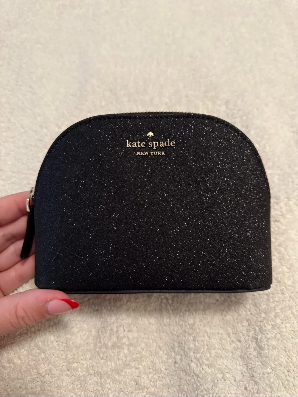 kate spade Black Glitter Mini Cosmetic Pouch